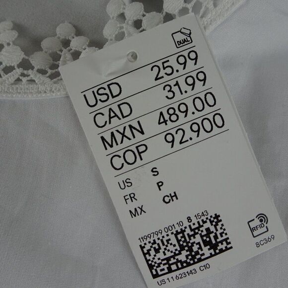 H&M DIVIDED Women White Long Sleeves Top Size S - Picture 7 of 11